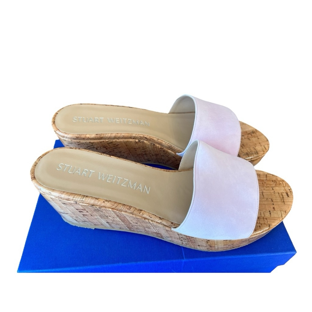 Women's Size 10.5 Stuart Weitzman Summer Wedge Sandals, Wisteria Lavender NIB